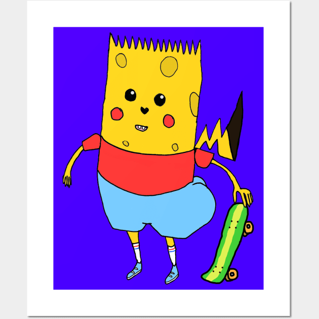 Yellow Cartoon Character - SpongeBart PikaPants Knock Off Brand Funny Parody Boot Version 2 Wall Art by blueversion